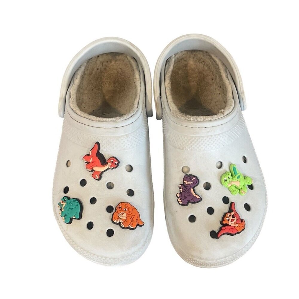 Crocs Classic Faux Fur Lined Light Blue Men 6 Women 8 Dinosaurs Land Down Under